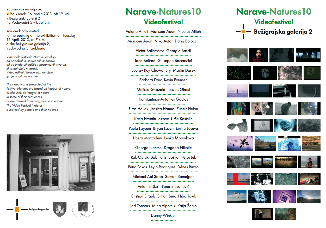 Narave Natures Videofestival/ Exhibition on Tuesday, 16 April 2013 at 7 p.m. @ t
